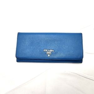 Authenticated Prada Milano Blue Long Wallet